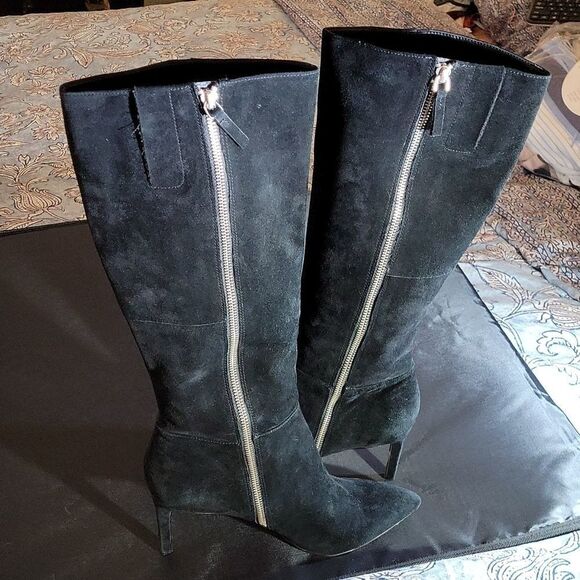 NINE WEST LONG BLACK SUEDE KNEE BOOT - Picture 6 of 16